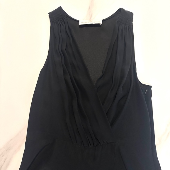 Amanda Uprichard Deep V- Black Silk Draped Wrap Top Size Small - Picture 4 of 6